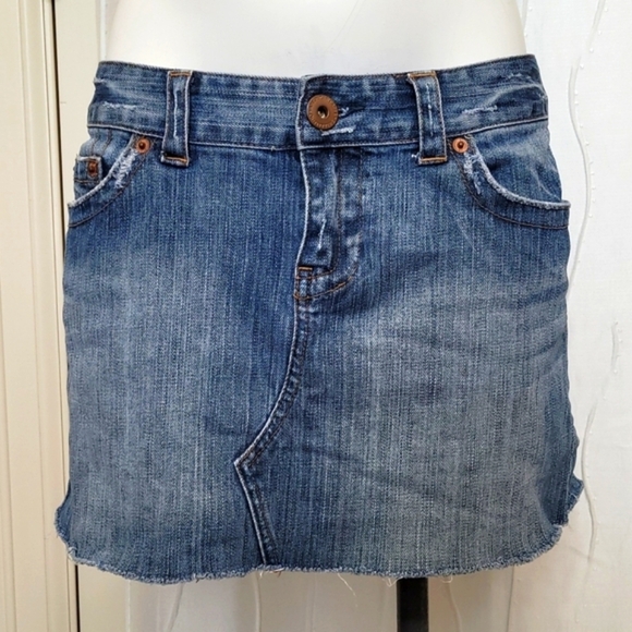 American Eagle Micro Mini Raw Hem Denim Skirt - Picture 2 of 6